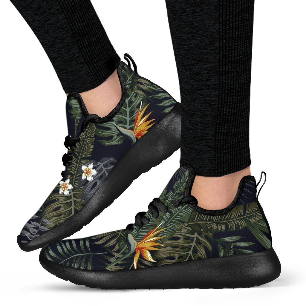 Night Tropical Hawaii Pattern Print Mesh Knit Shoes GearFrost