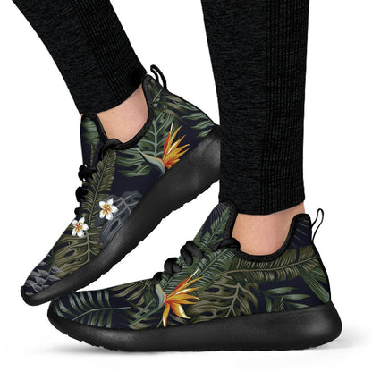 Night Tropical Hawaii Pattern Print Mesh Knit Shoes GearFrost
