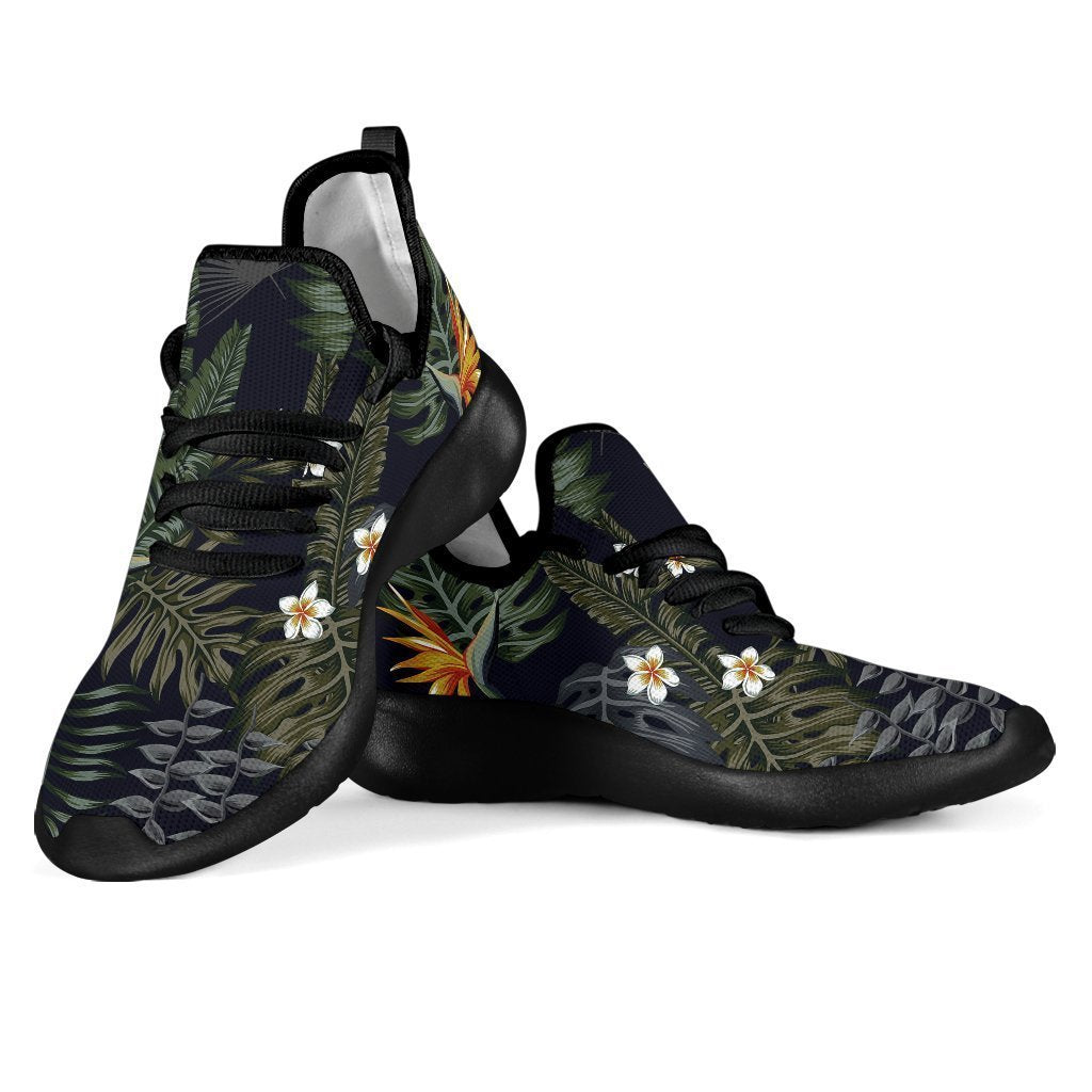 Night Tropical Hawaii Pattern Print Mesh Knit Shoes GearFrost