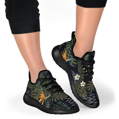 Night Tropical Hawaii Pattern Print Mesh Knit Shoes GearFrost