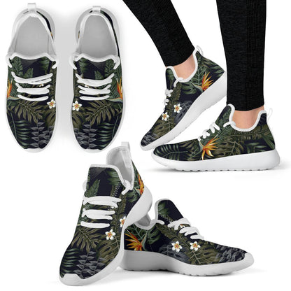Night Tropical Hawaii Pattern Print Mesh Knit Shoes GearFrost