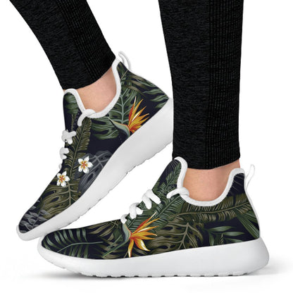Night Tropical Hawaii Pattern Print Mesh Knit Shoes GearFrost