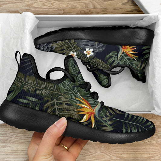 Night Tropical Hawaii Pattern Print Mesh Knit Shoes GearFrost