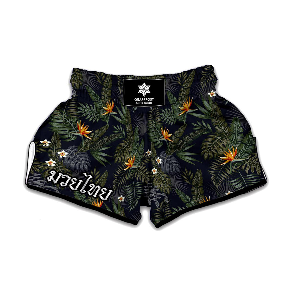 Night Tropical Hawaii Pattern Print Muay Thai Boxing Shorts