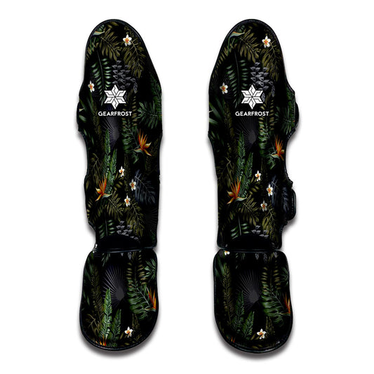 Night Tropical Hawaii Pattern Print Muay Thai Shin Guard