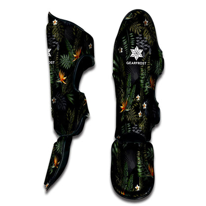 Night Tropical Hawaii Pattern Print Muay Thai Shin Guard