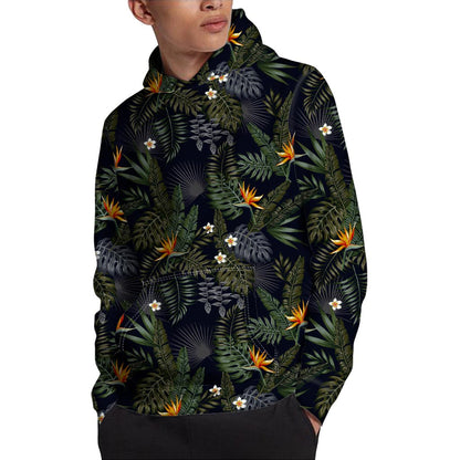 Night Tropical Hawaii Pattern Print Pullover Hoodie