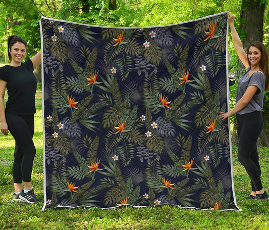 Night Tropical Hawaii Pattern Print Quilt