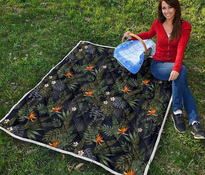 Night Tropical Hawaii Pattern Print Quilt
