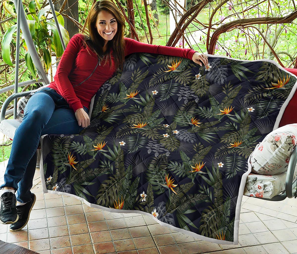 Night Tropical Hawaii Pattern Print Quilt