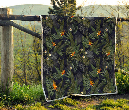Night Tropical Hawaii Pattern Print Quilt