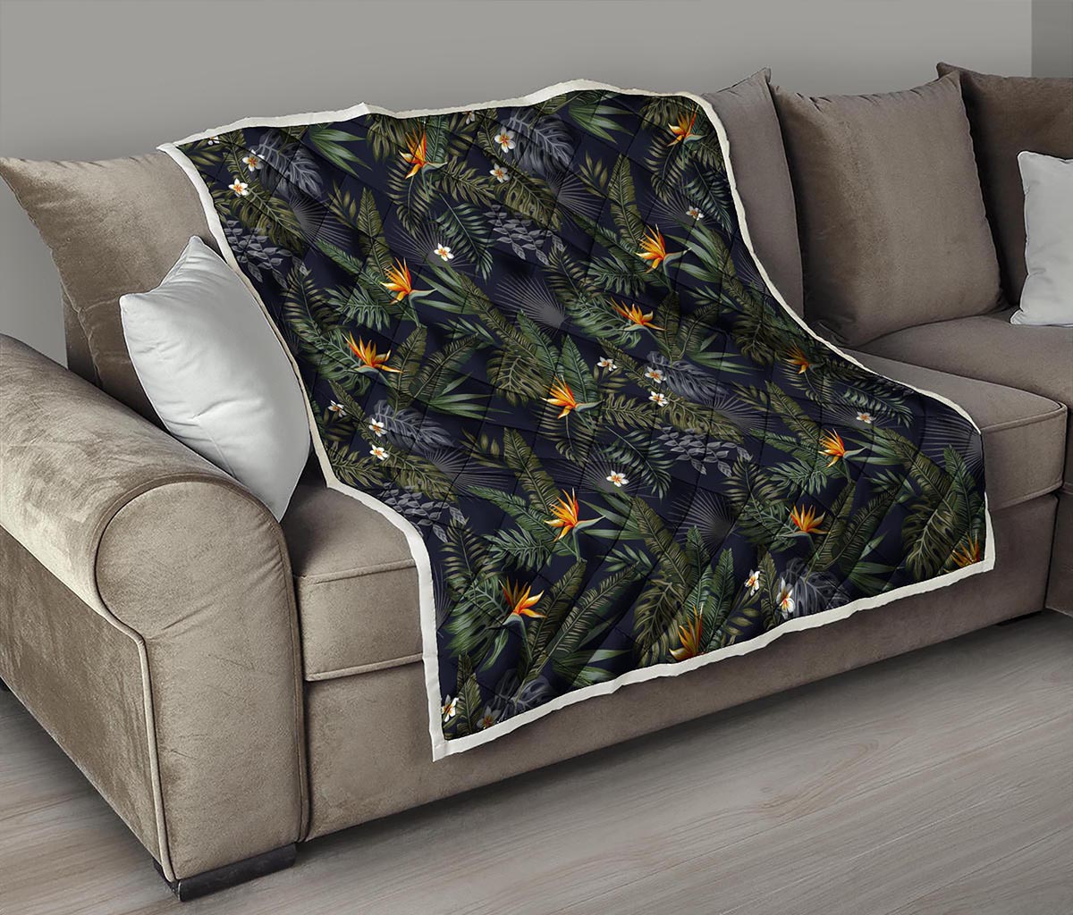 Night Tropical Hawaii Pattern Print Quilt