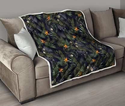Night Tropical Hawaii Pattern Print Quilt