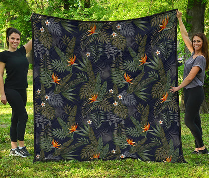 Night Tropical Hawaii Pattern Print Quilt