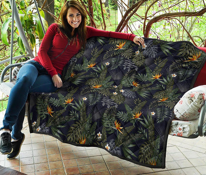 Night Tropical Hawaii Pattern Print Quilt
