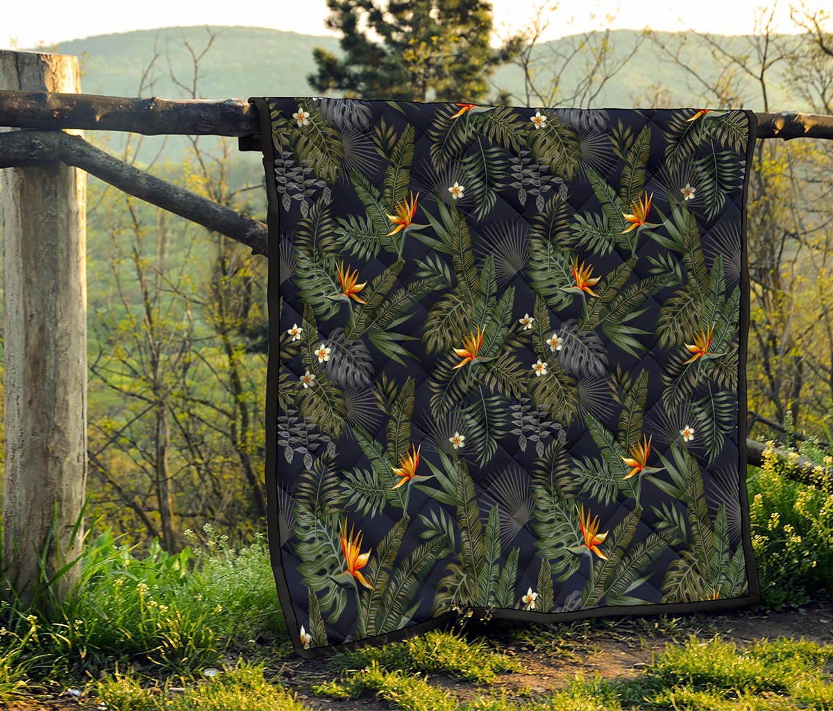 Night Tropical Hawaii Pattern Print Quilt