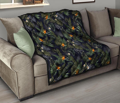 Night Tropical Hawaii Pattern Print Quilt
