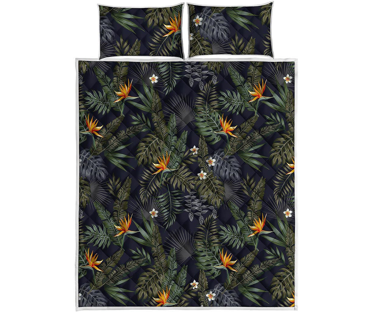 Night Tropical Hawaii Pattern Print Quilt Bed Set