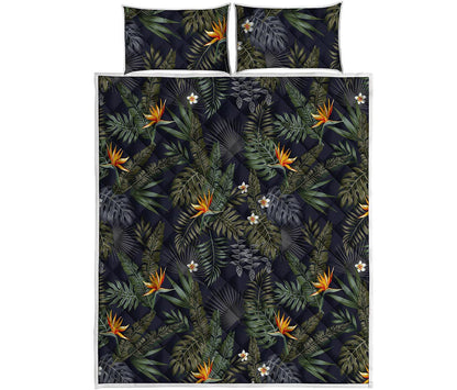 Night Tropical Hawaii Pattern Print Quilt Bed Set