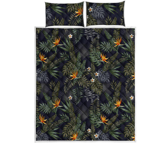 Night Tropical Hawaii Pattern Print Quilt Bed Set
