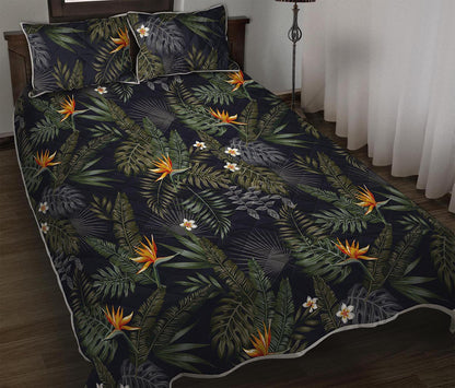 Night Tropical Hawaii Pattern Print Quilt Bed Set