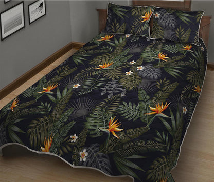 Night Tropical Hawaii Pattern Print Quilt Bed Set