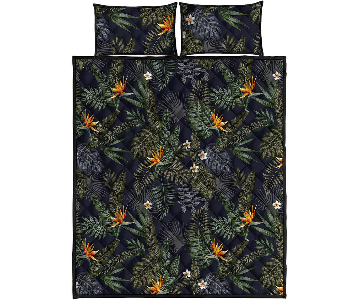 Night Tropical Hawaii Pattern Print Quilt Bed Set