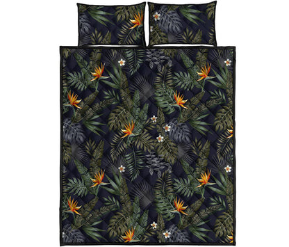 Night Tropical Hawaii Pattern Print Quilt Bed Set