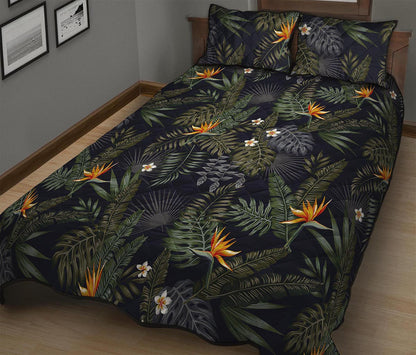 Night Tropical Hawaii Pattern Print Quilt Bed Set