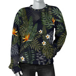 Night Tropical Hawaii Pattern Print Women's Crewneck Sweatshirt GearFrost