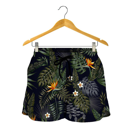 Night Tropical Hawaii Pattern Print Women's Shorts