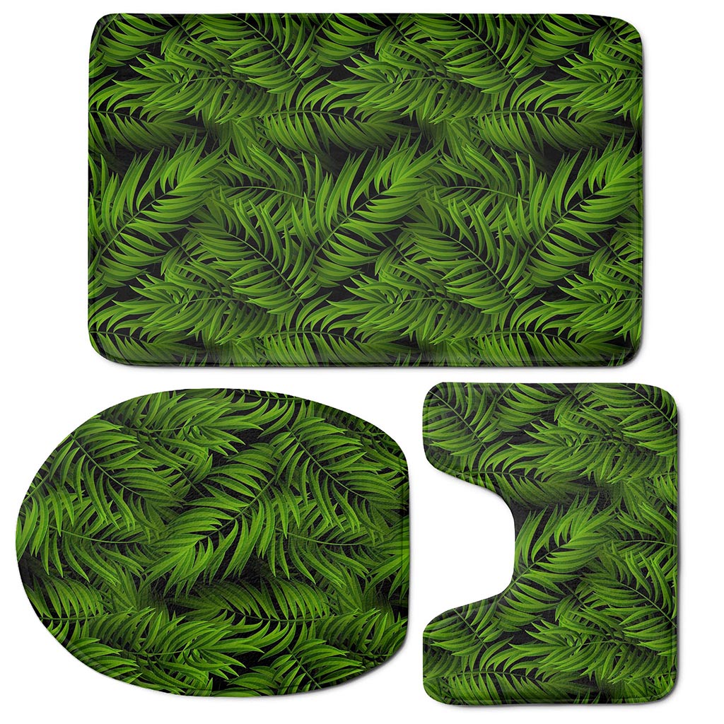 Night Tropical Palm Leaf Pattern Print 3 Piece Bath Mat Set