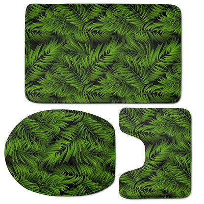 Night Tropical Palm Leaf Pattern Print 3 Piece Bath Mat Set