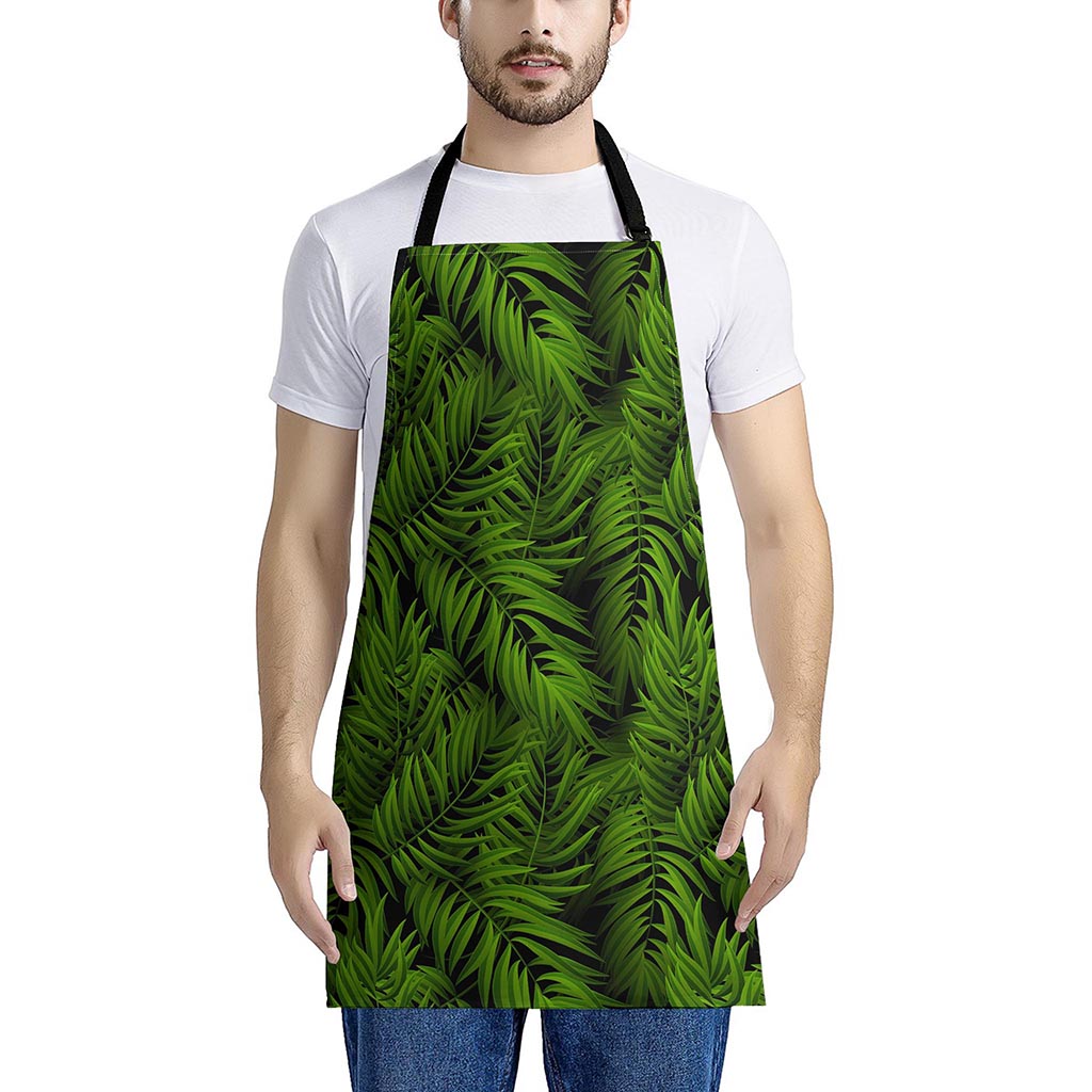 Night Tropical Palm Leaf Pattern Print Apron