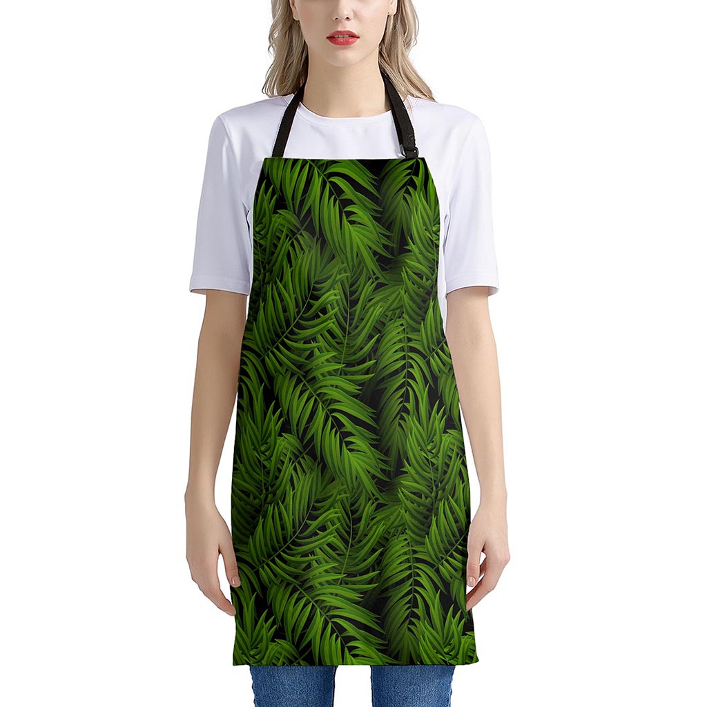 Night Tropical Palm Leaf Pattern Print Apron