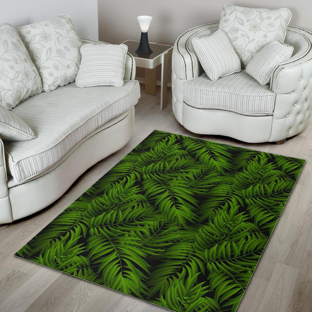 Night Tropical Palm Leaf Pattern Print Area Rug GearFrost