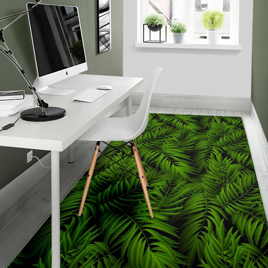 Night Tropical Palm Leaf Pattern Print Area Rug GearFrost