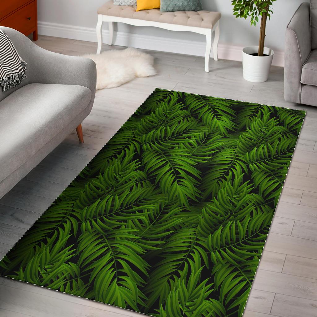 Night Tropical Palm Leaf Pattern Print Area Rug GearFrost