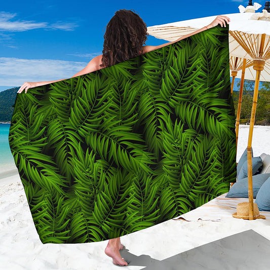 Night Tropical Palm Leaf Pattern Print Beach Sarong Wrap