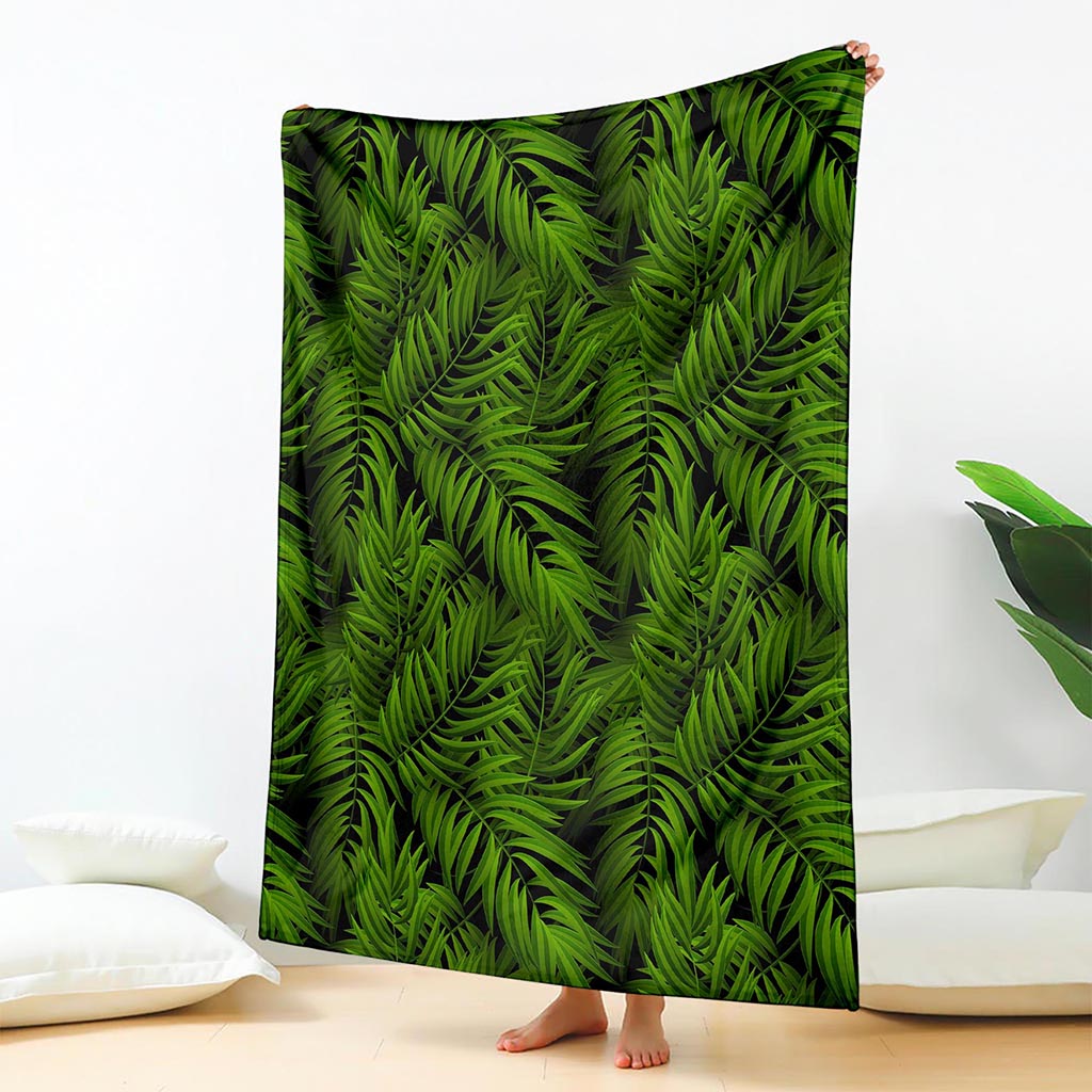 Night Tropical Palm Leaf Pattern Print Blanket