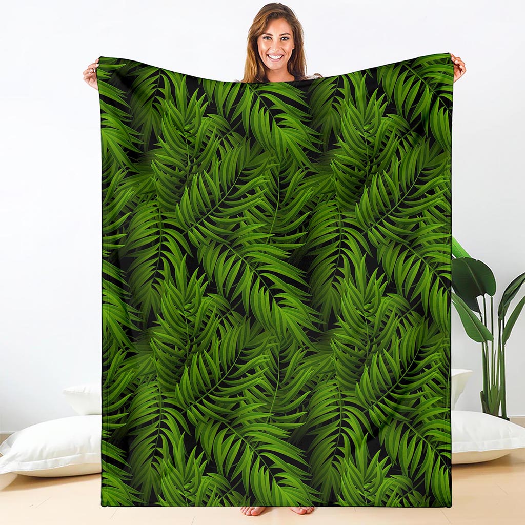 Night Tropical Palm Leaf Pattern Print Blanket