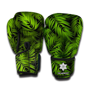 Night Tropical Palm Leaf Pattern Print Boxing Gloves