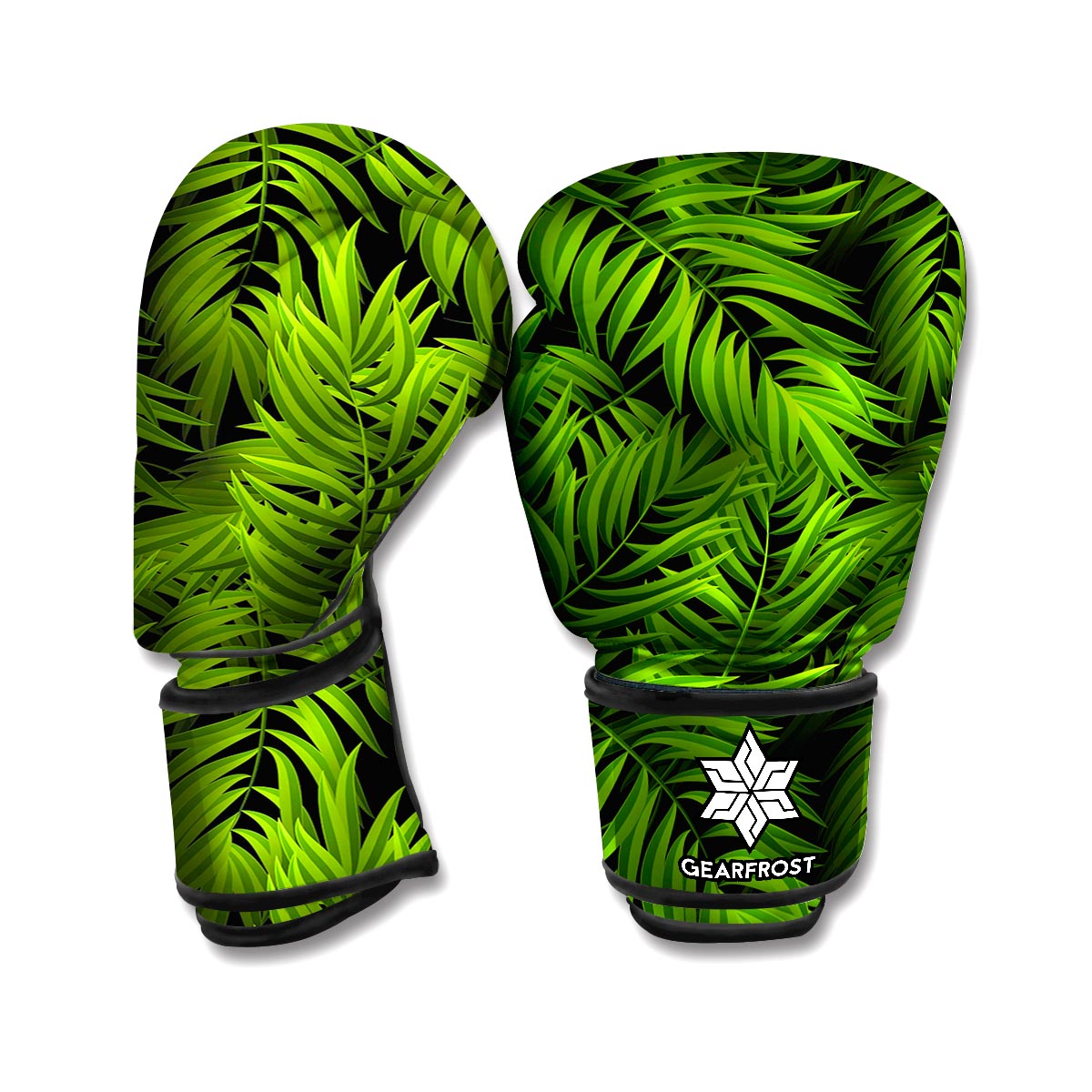 Night Tropical Palm Leaf Pattern Print Boxing Gloves