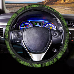 Night Tropical Palm Leaf Pattern Print Car Steering Wheel Cover