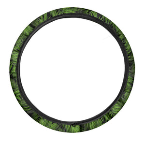 Night Tropical Palm Leaf Pattern Print Car Steering Wheel Cover