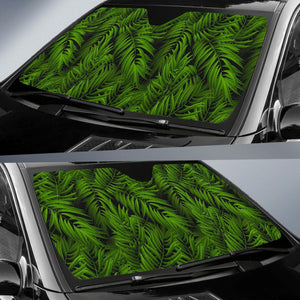 Night Tropical Palm Leaf Pattern Print Car Sun Shade GearFrost