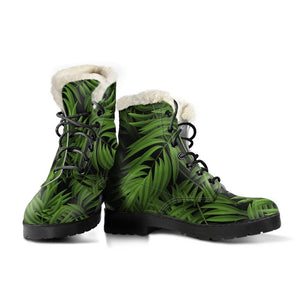 Night Tropical Palm Leaf Pattern Print Comfy Boots GearFrost