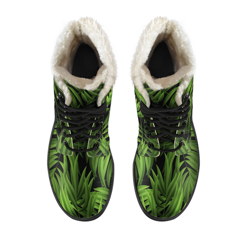 Night Tropical Palm Leaf Pattern Print Comfy Boots GearFrost