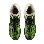Night Tropical Palm Leaf Pattern Print Comfy Boots GearFrost