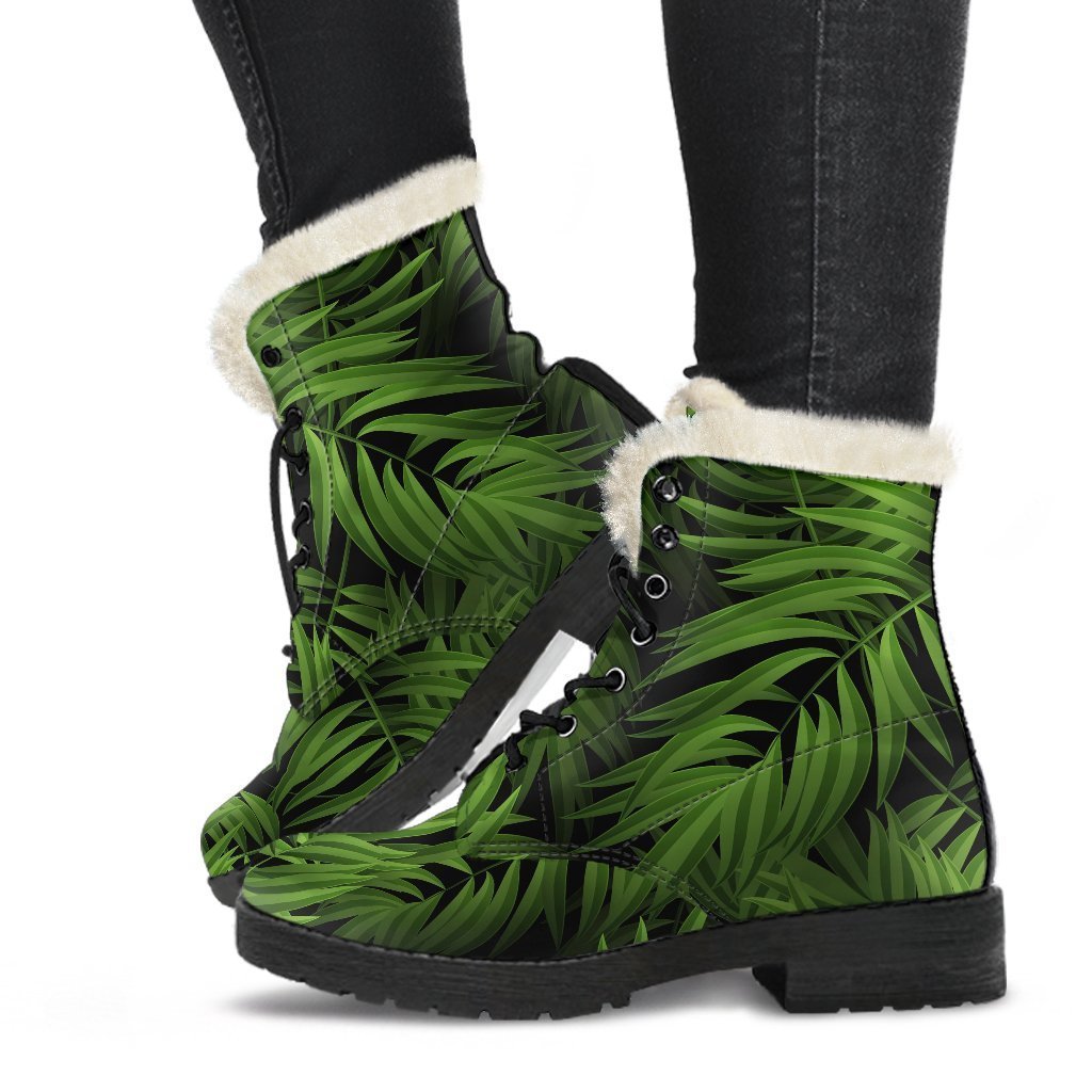 Night Tropical Palm Leaf Pattern Print Comfy Boots GearFrost